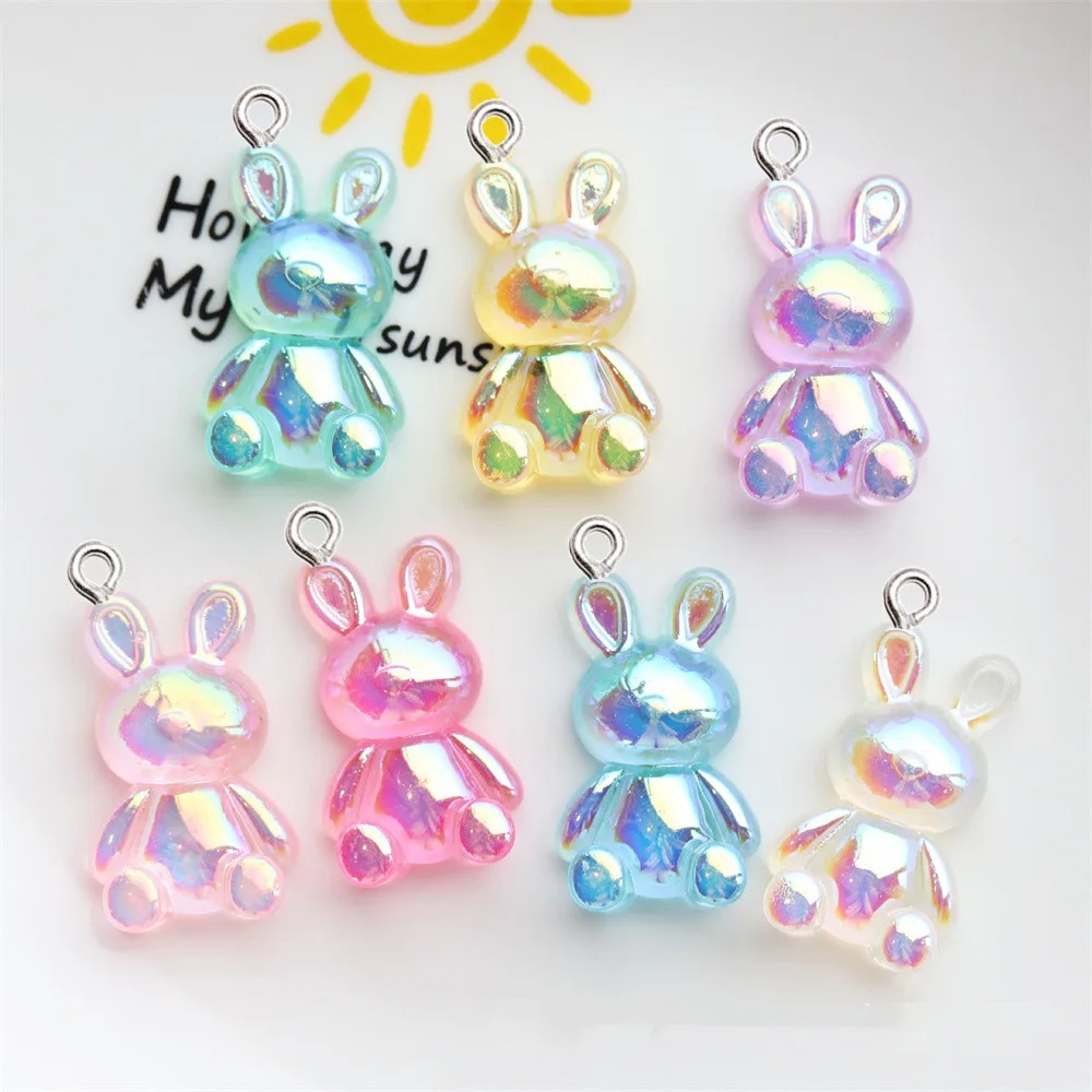 Food Snacks To Eat - 10Pcs Fashion Colorful Rabbit Resin Charms