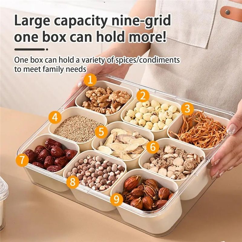 9 Compartments Divided Serving - Food Snacks Candy recension och pris