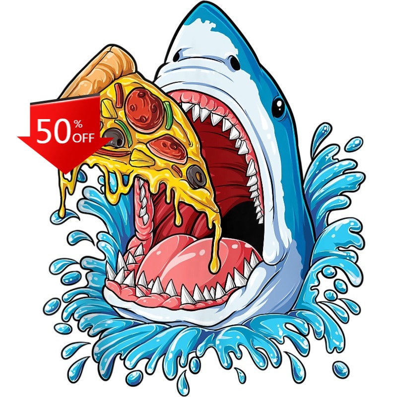 Shark Eating Pizza Sticker Dec - Food Snacks To Eat recension och pris
